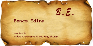 Bencs Edina névjegykártya